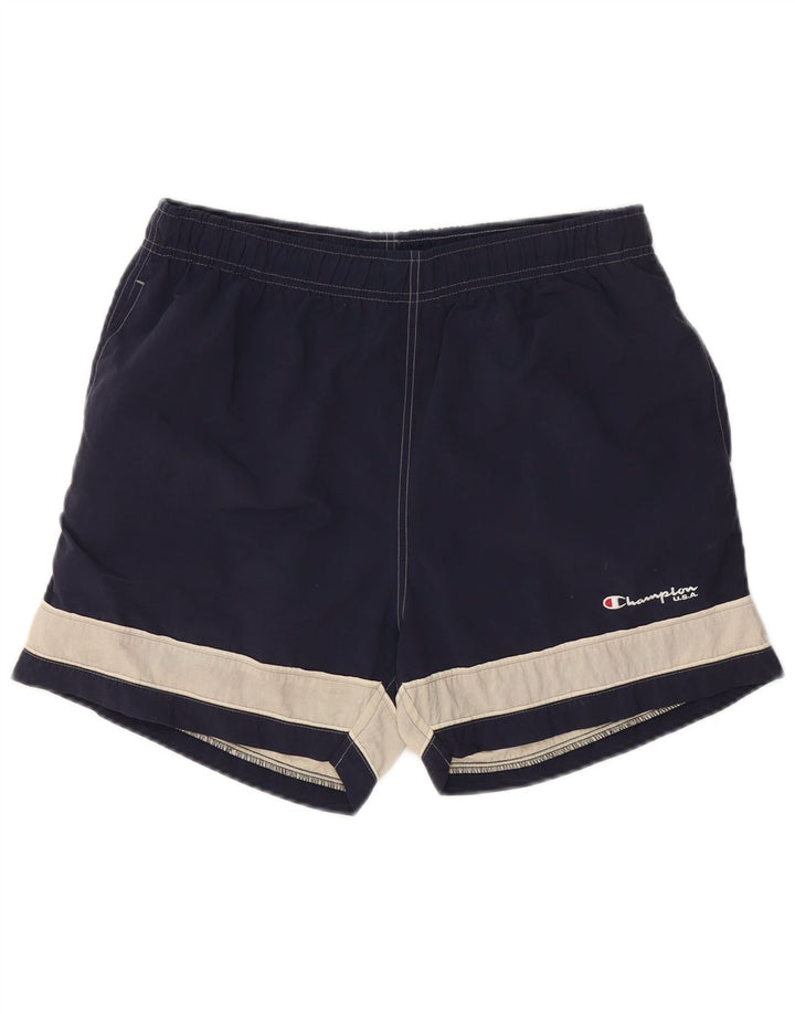 CHAMPION Herren-Badeshorts, mittelgroß, marineblau, Colourblock-Polyamid