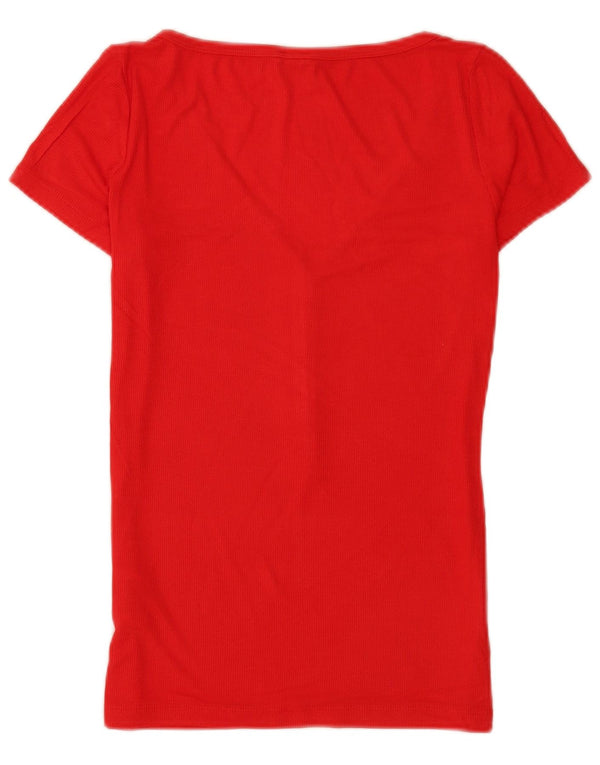 Guess Womens T-Shirt Top UK 8 Small Red Rayon