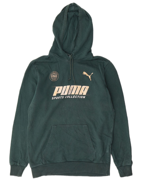Puma Mens Graphic Hoodie Jumper Medium Green Cotton