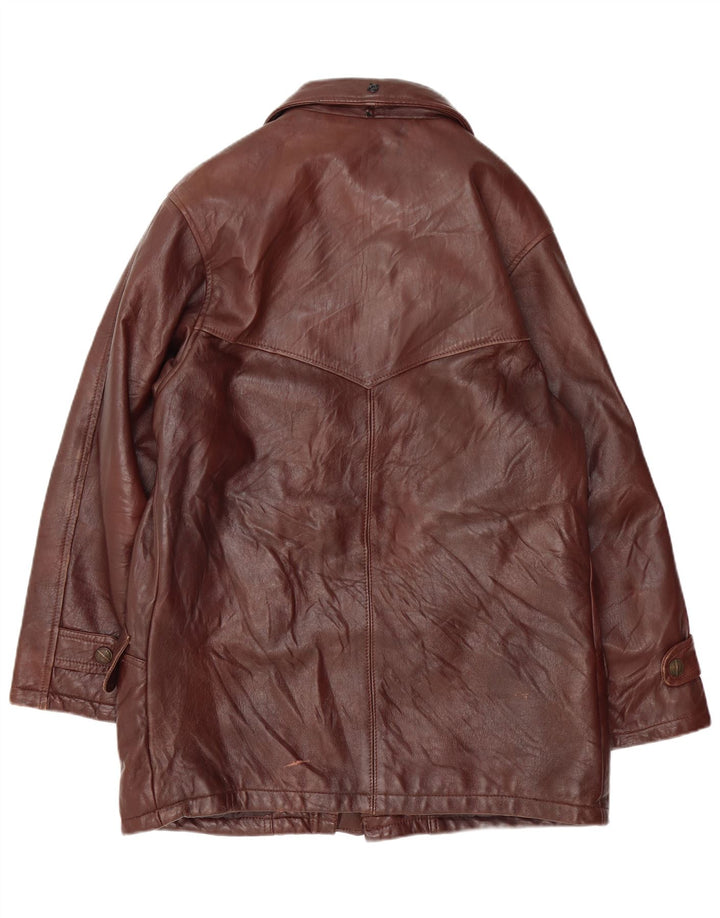 MAESTRO ARTIEIANO Herren Lederjacke UK 44 2XL Braunes Leder