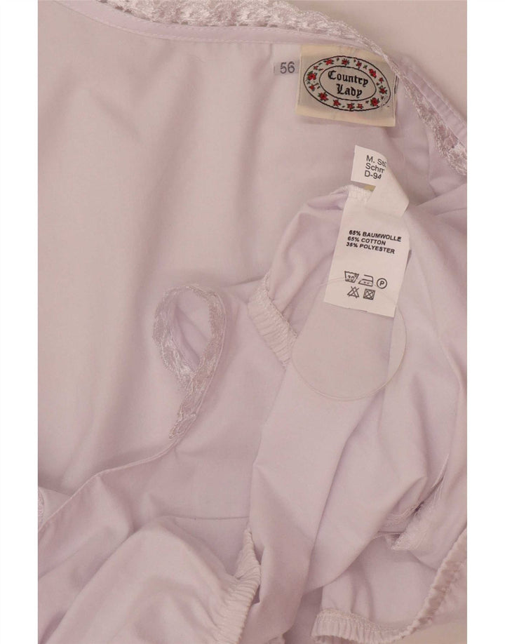 Vintage Damen Crop Top IT 56 4XL Weiße geblümte Baumwolle