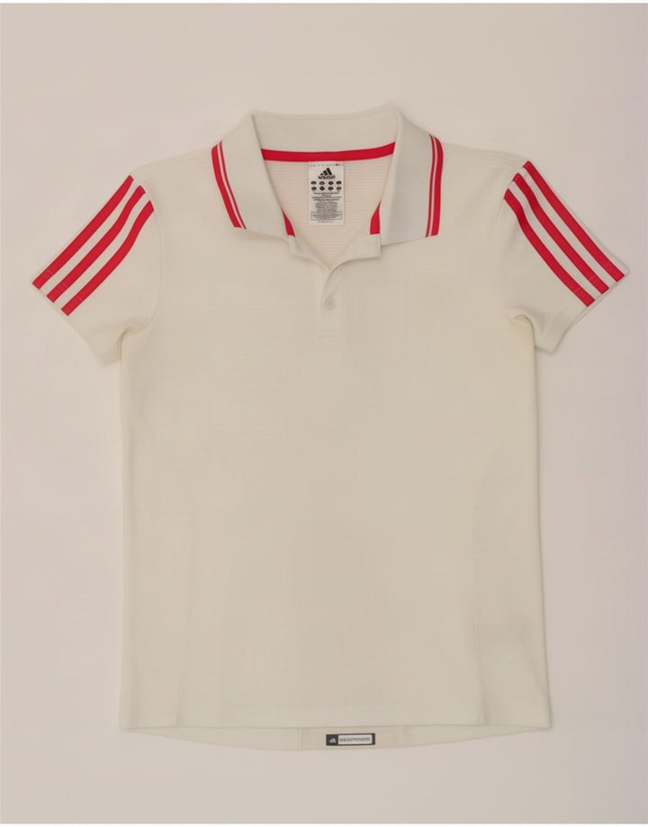 Adidas Damen-Poloshirt UK 14 Mittelweißes Colourblock-Polyester