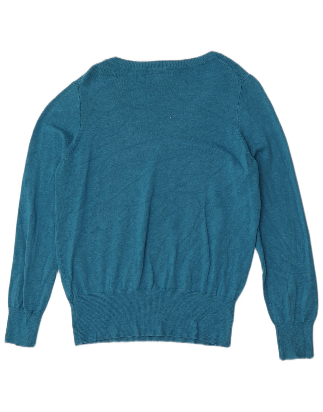 Marks & Spencer Damen-Pullover mit V-Ausschnitt, UK 14, mitteltürkisfarbene Viskose