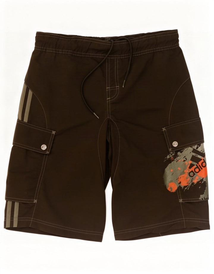 Adidas Herren Badeshorts mit Grafik, Größe S, Khaki, Polyamid