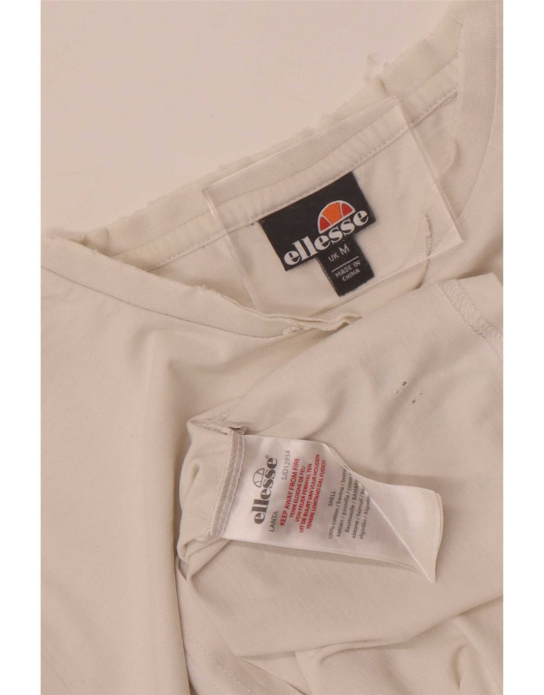 Ellesse Herren-Grafik-T-Shirt-Oberteil aus mittelweißer Colourblock-Baumwolle