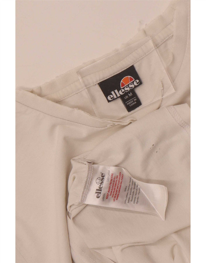 Ellesse Herren-Grafik-T-Shirt-Oberteil aus mittelweißer Colourblock-Baumwolle