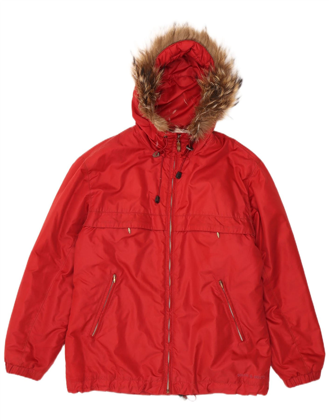 Belfe & Belfe Wasserdichte Damenjacke mit Kapuze, UK 14, Größe L, Rot, Polyester