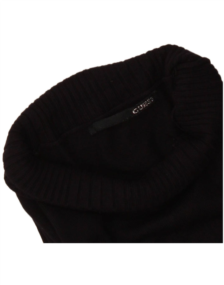 Guess Damen-Pullover mit Rollkragen, Grafik, Gr. 8, Schwarz