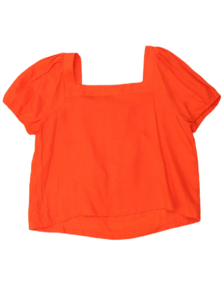 Boden Damen Bluse Oberteil UK 20 2XL Orange Leinen