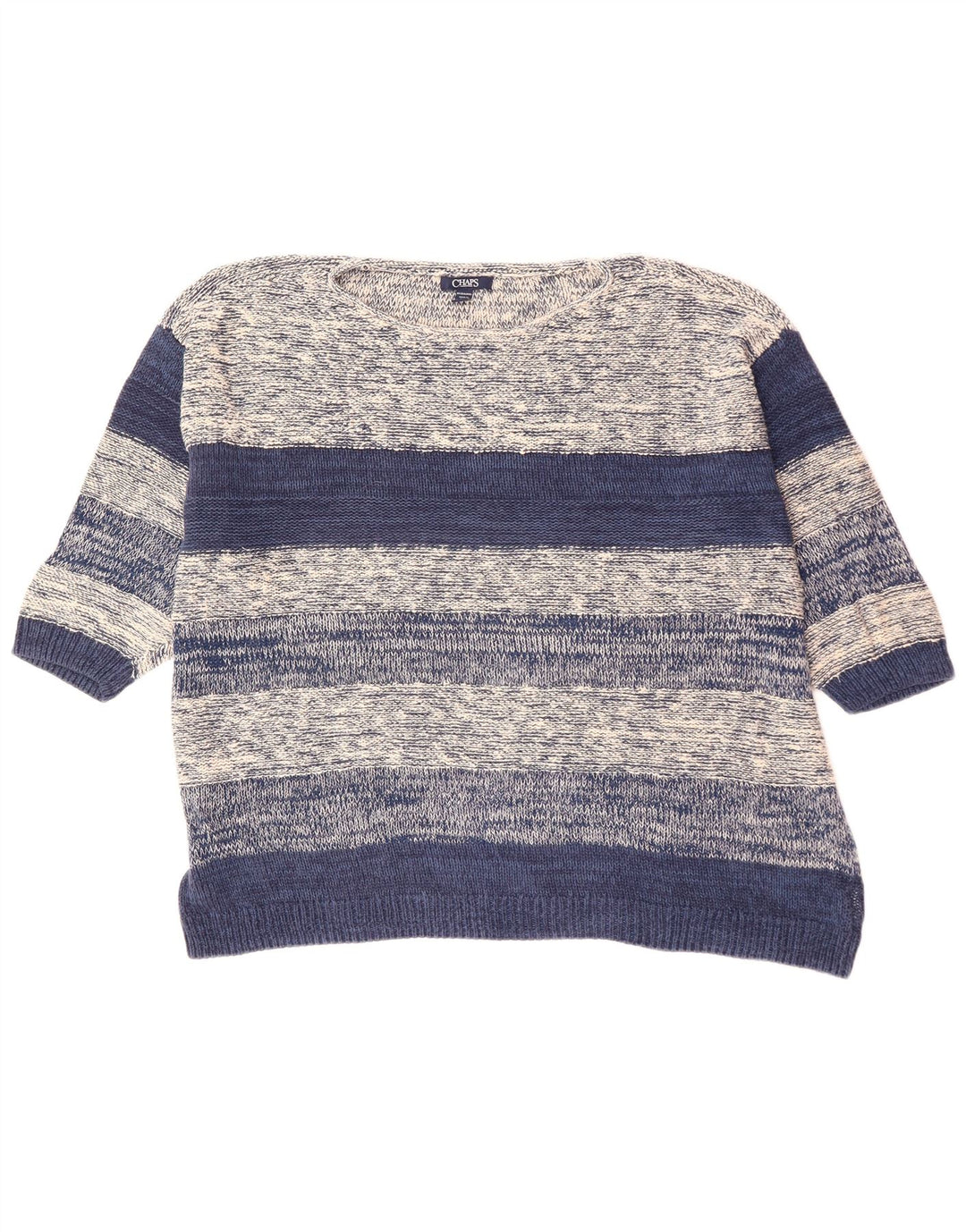 CHAPS Damen-Pullover mit 3/4-Ärmeln und U-Boot-Ausschnitt, UK 22 3XL, grau gestreift