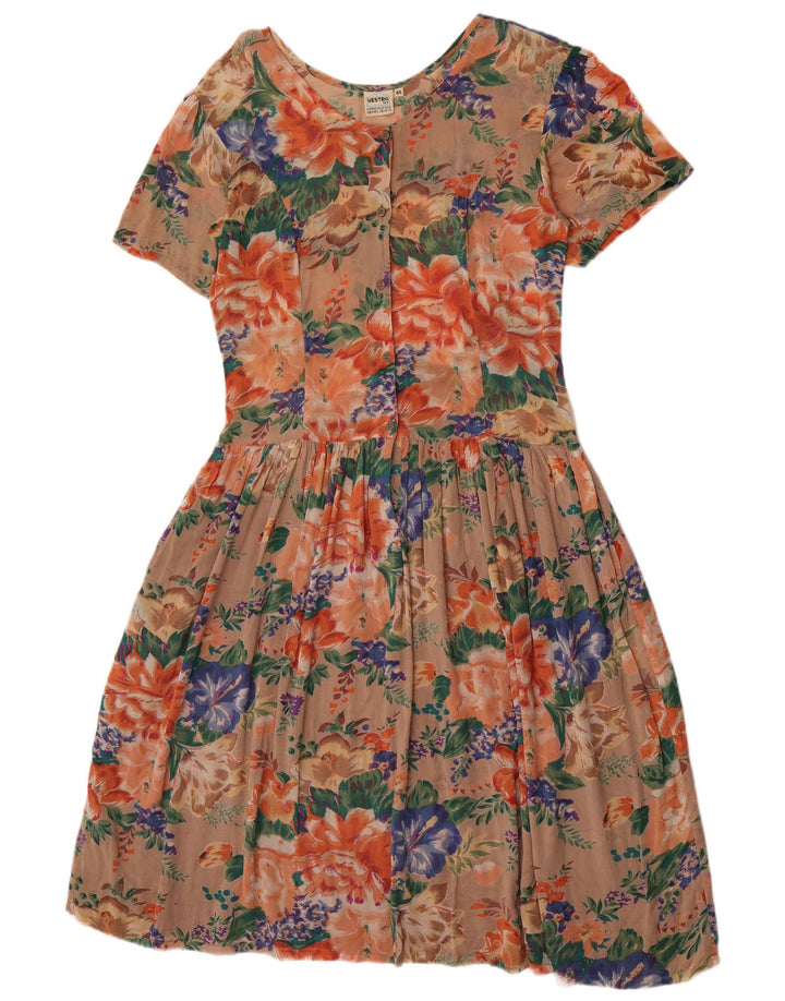 Vintage Damen A-Linie Kleid IT 44 Medium Mehrfarbig geblümt