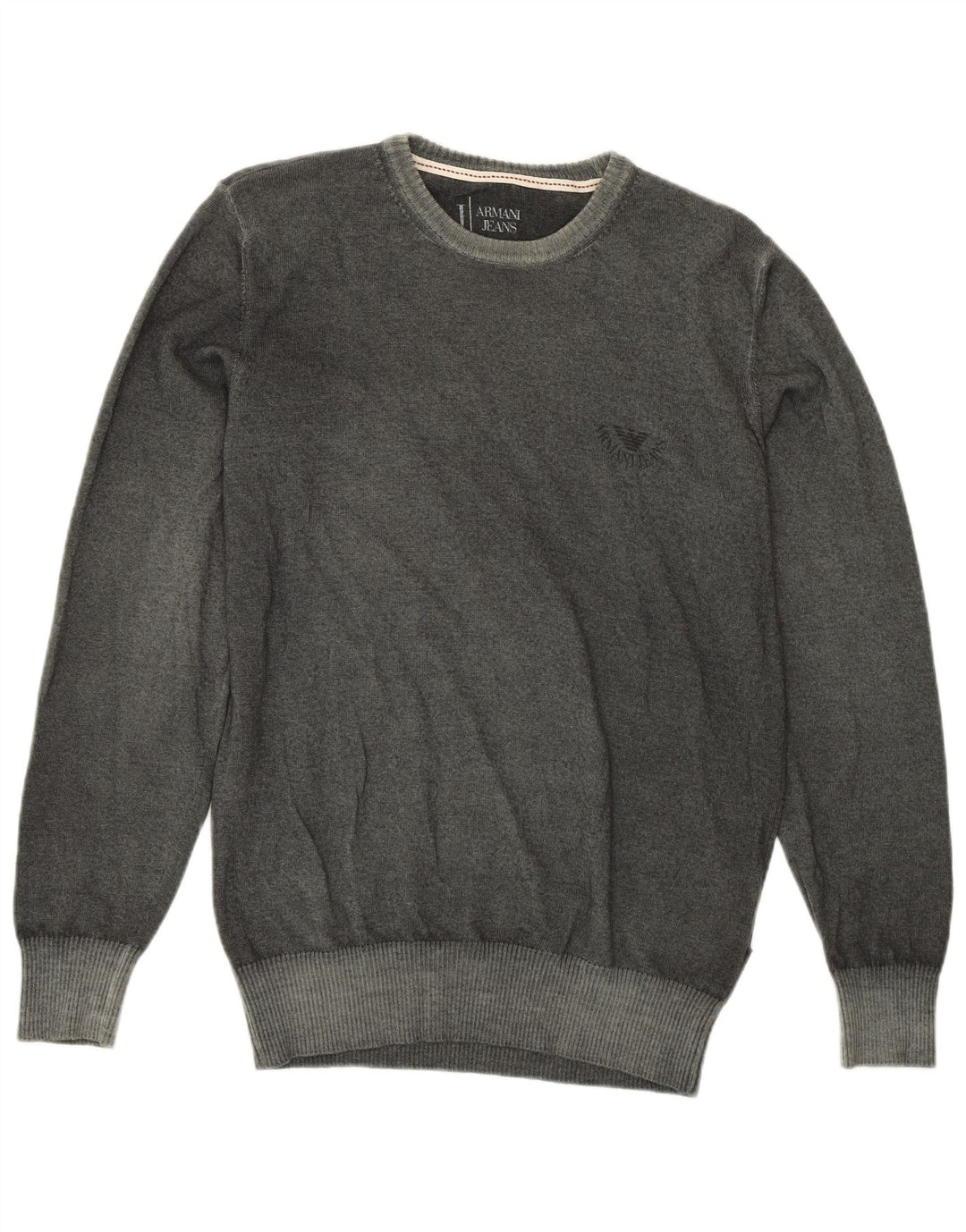 Armani Herren-Pullover mit Rundhalsausschnitt, mittelgrüne Schurwolle