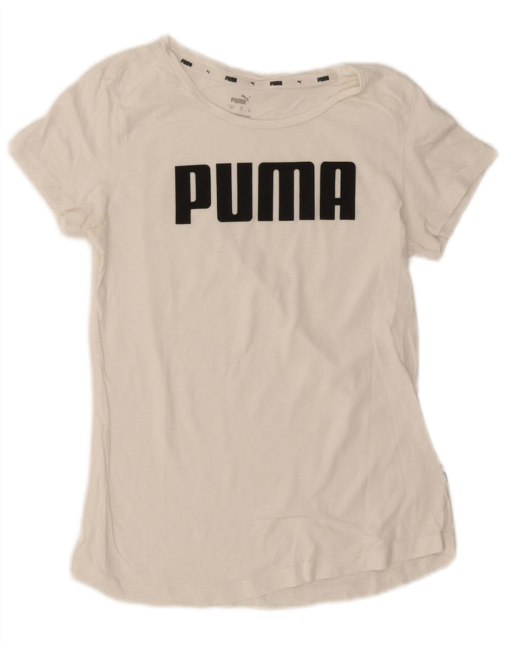 Puma Damen Grafik T-Shirt Top UK 10 Small Weiß