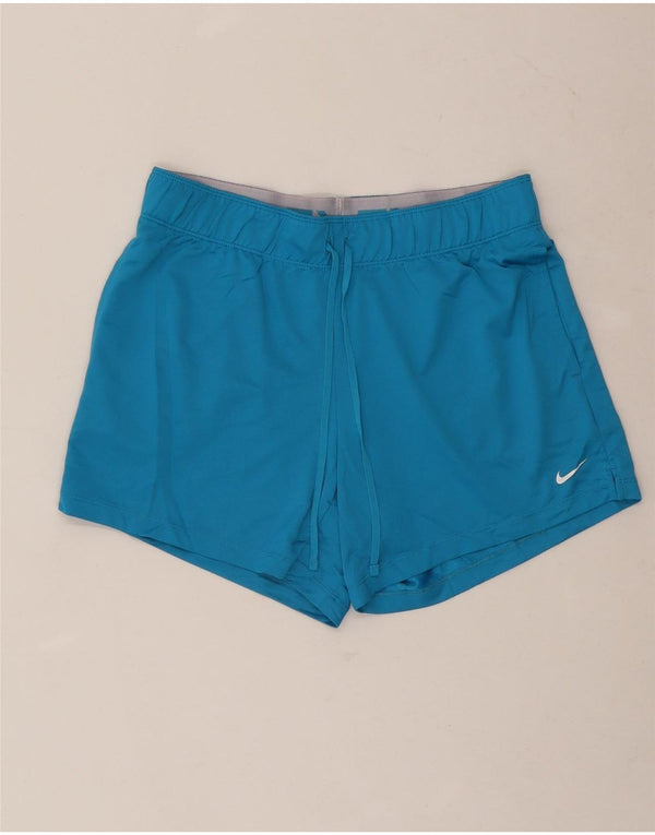 NIKE Damen Dri Fit Sport Shorts UK 10 Small Blau Polyester