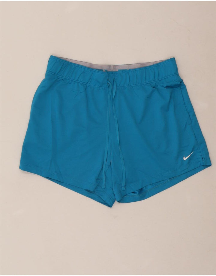 NIKE Damen Dri Fit Sport Shorts UK 10 Small Blau Polyester