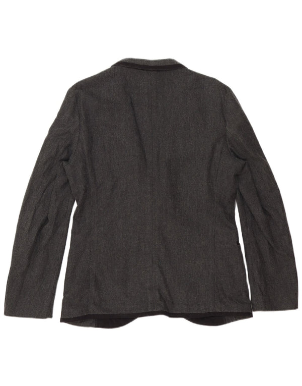 Zara Herren-Blazer mit 1 Knopf, EU 50, mittelgraue Viskose