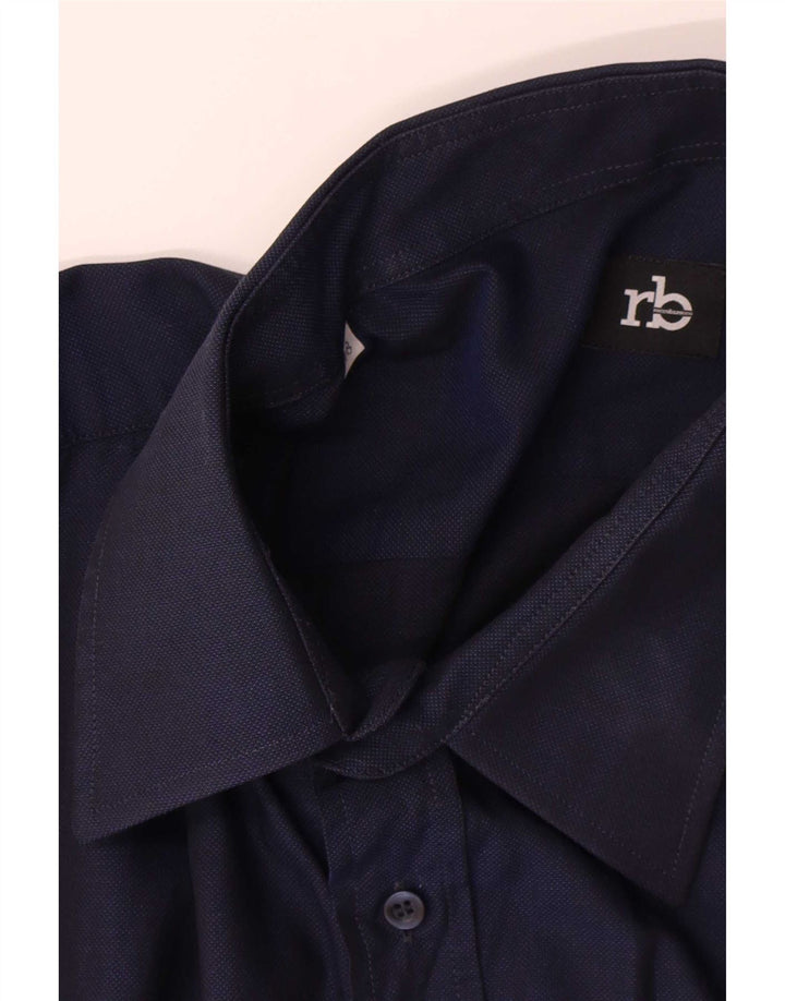 Roccobarocco Herrenhemd Größe 48 2XL Marineblaue Baumwolle