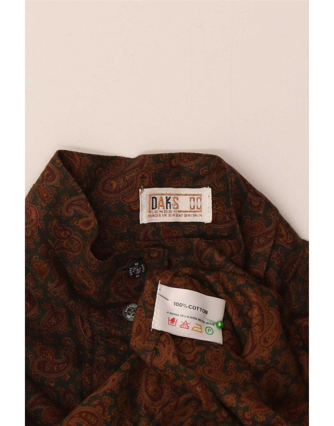 DAKS Damenhemd UK 12 Mittelbraune Paisley-Baumwolle