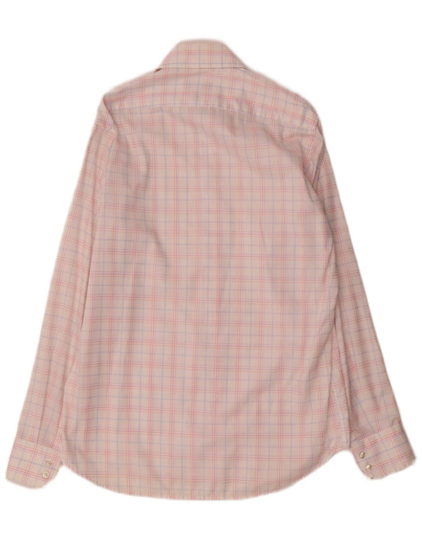 Hugo Boss Herrenhemd Größe 39 15 1/2 Medium Mehrfarbig karierte Baumwolle