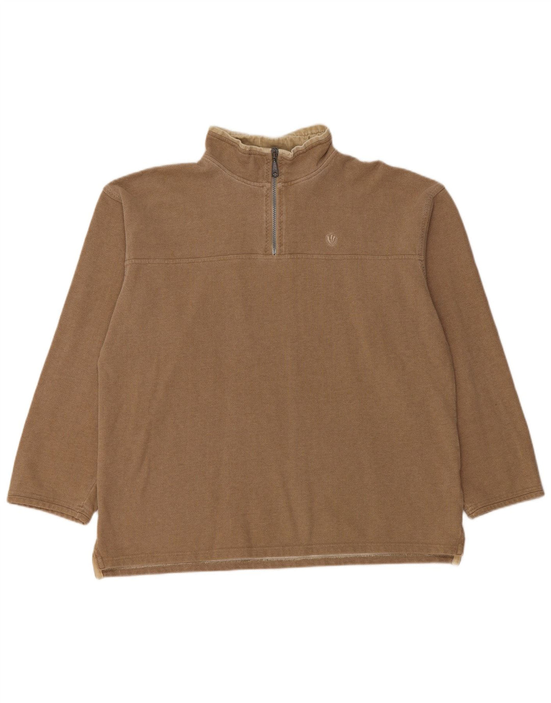 Fat Face Herren-Sweatshirt mit Reißverschluss am Hals, mittelbeige Baumwolle