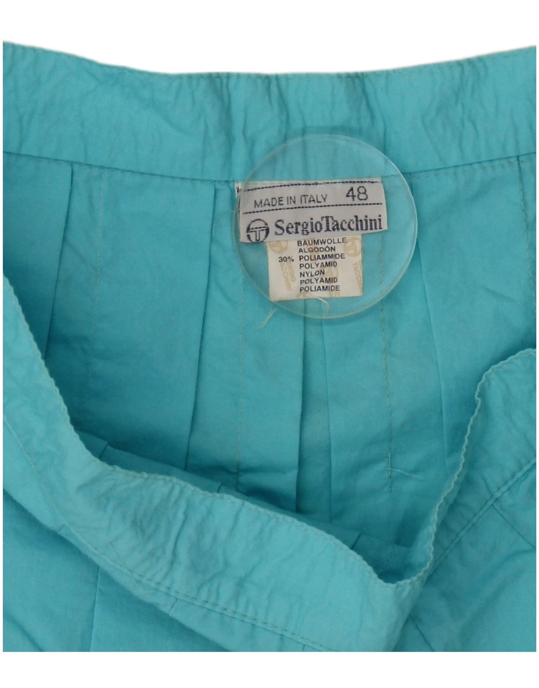 Sergio Tacchini Damen Falten-Minirock W28 mittelblaue Baumwolle