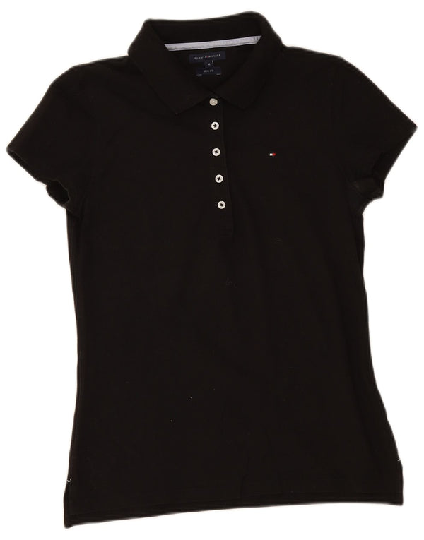 Tommy Hilfiger Damen Slim Fit Poloshirt UK 12 Medium Schwarz