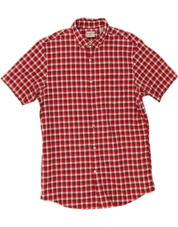 DOCKERS Mens Short Sleeve Shirt Medium Red Check Cotton Vintage Dockers and Second-Hand Dockers from Messina Hembry 