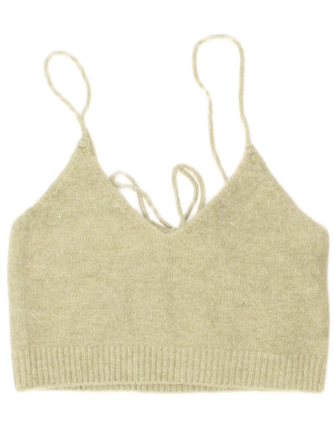 Zara Damen Strick-Crop-Top Small Grün Acryl