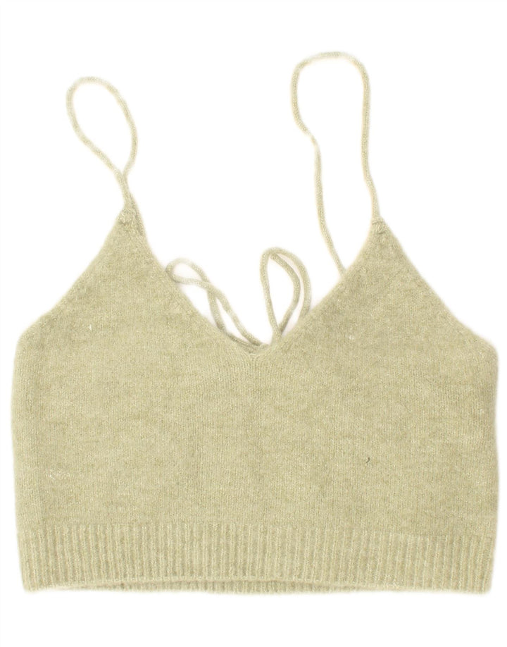 Zara Damen Strick-Crop-Top Small Grün Acryl