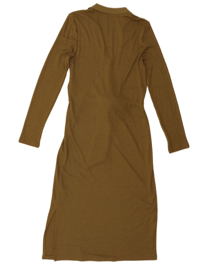 Marks & Spencer Damen Langarm-Pulloverkleid, Größe S, Khaki, Polyester