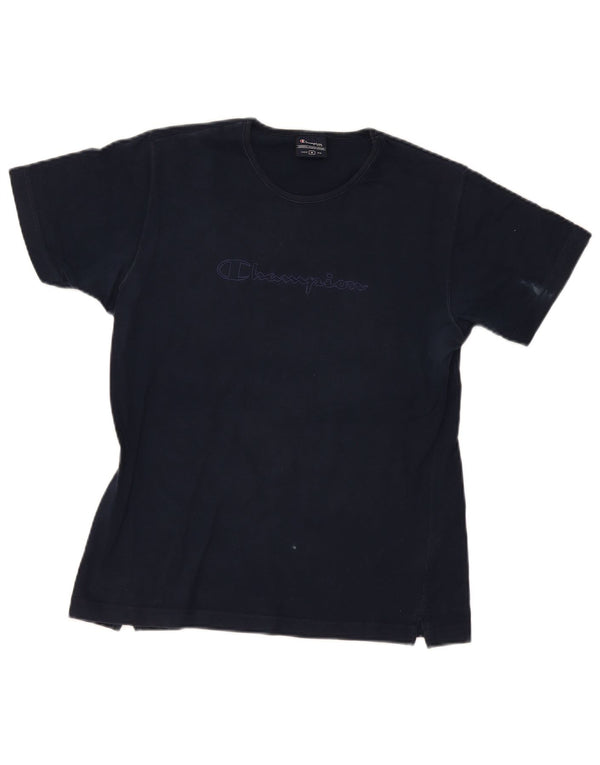 Champion Damen Grafik-T-Shirt-Oberteil UK 14 Medium Marineblau Baumwolle