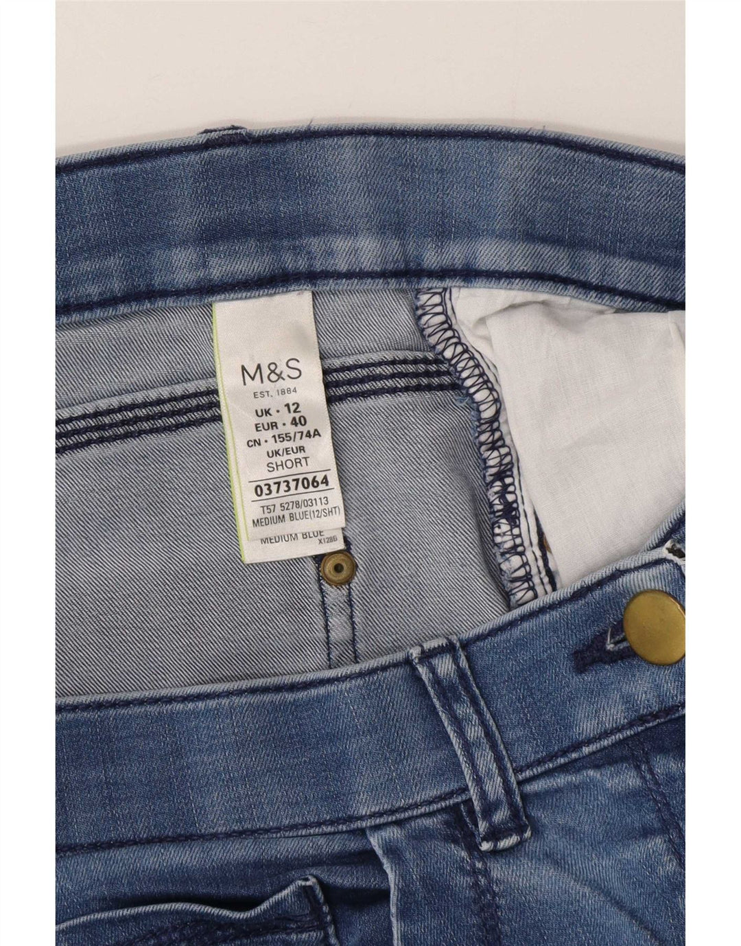 Marks & Spencer Damen Distressed Straight Jeans UK 12 Medium W28 L27 Blau
