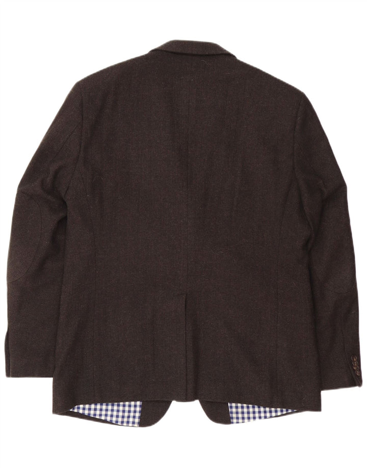 Peckott Herren-Blazer mit 2 Knöpfen, IT 52 XL, braune Wolle mit Fischgrätenmuster