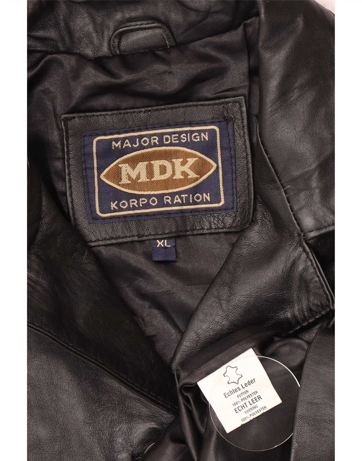 MDK Damen-Blazerjacke aus Leder mit 6 Knöpfen, Gr. 18, XL, Schwarz