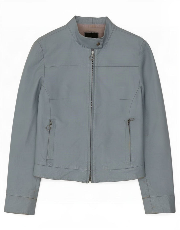 XETRA Damen Lederjacke UK 10 Small Blau