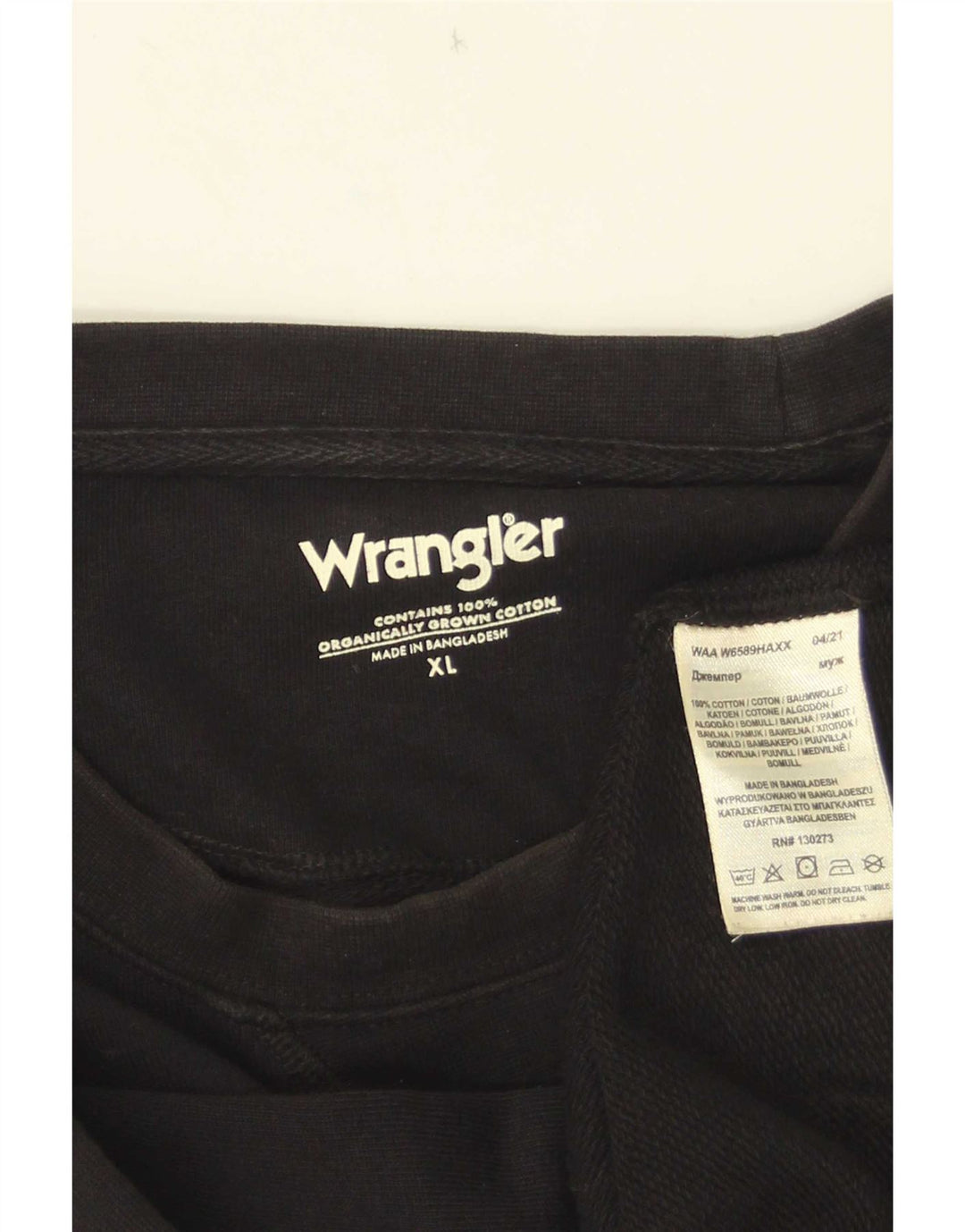 Wrangler Herren Sweatshirt Pullover XL Schwarz Baumwolle