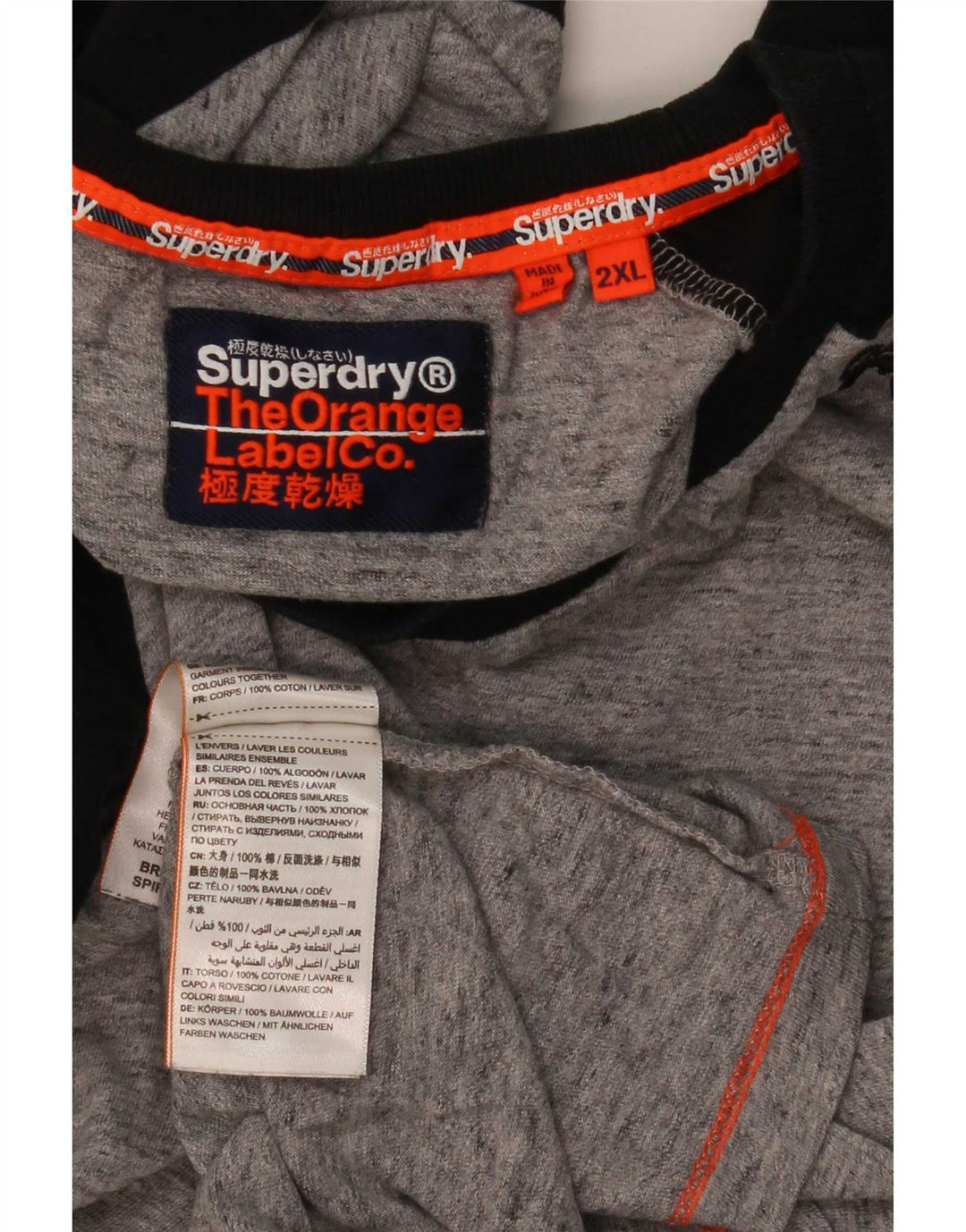 Superdry Herren-Oberteil, langärmelig, 2XL, Grau, Colourblock-Baumwolle