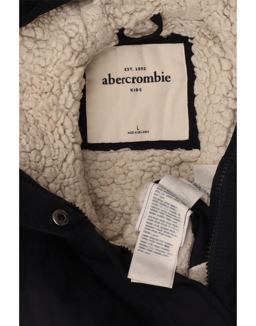 ABERCROMBIE & FITCH Mädchen-Bomberjacke mit Kapuze, 11–12 Jahre, Größe L, Marineblau