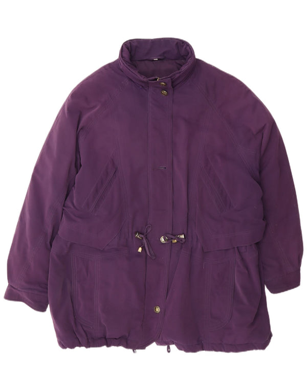 Vintage Damen Übergroßer gepolsterter Mantel EU 46 XL Lila Polyester