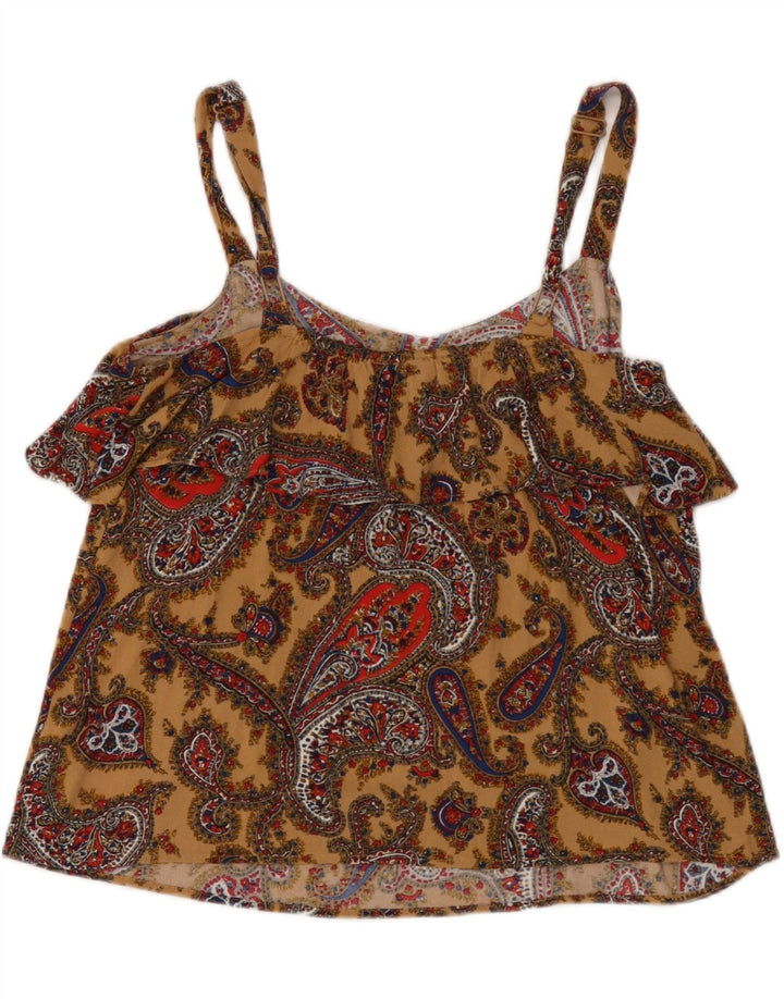 Fat Face Damen Crop Cami Top UK 12 Mittelbraune Paisley-Viskose
