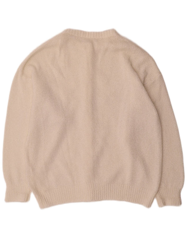 Vintage Damen Cardigan Pullover UK 18 XL Weiß Acryl