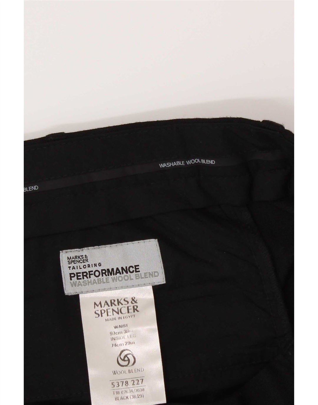 Marks & Spencer Herren-Anzughose mit Pegged-Anzug, W38, L29, schwarzes Polyester