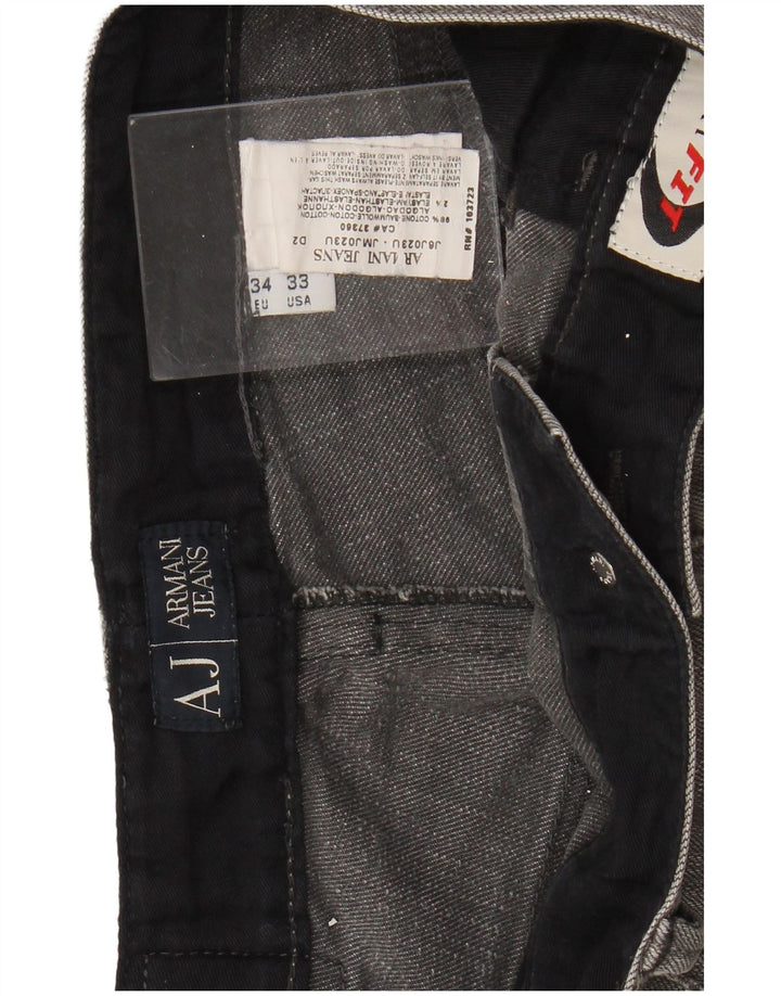ARMANI Herren Straight Jeans W33 L33 Graue Baumwolle