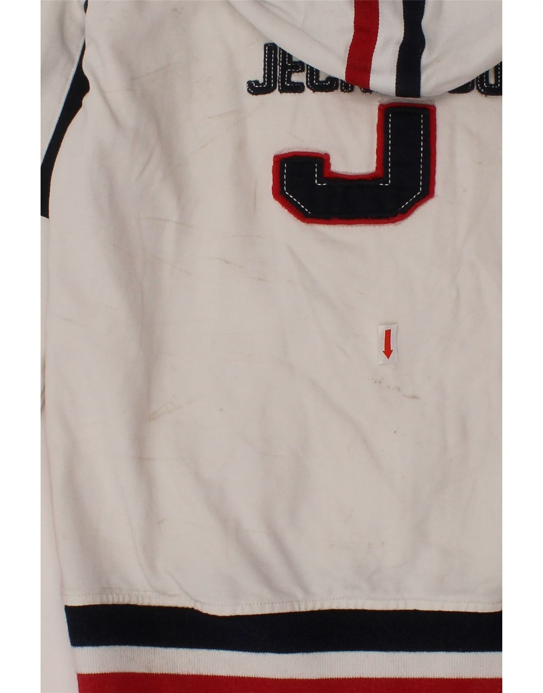 JECKERSON Jungen-Kapuzenpullover mit grafischem Reißverschluss, 9–10 Jahre, weißes Farbblockdesign