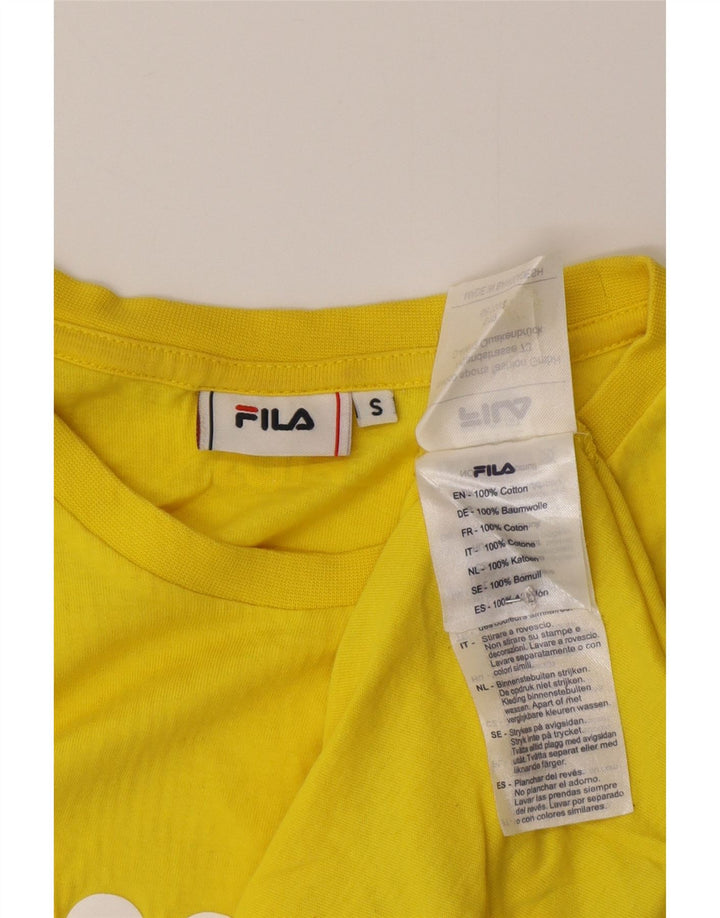 Fila Herren Grafik T-Shirt Top Small Gelb Baumwolle