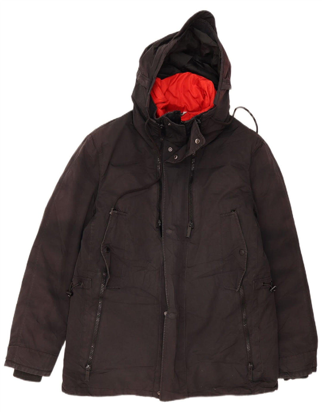 Zara Herren-Jacke mit Kapuze, gepolstert, UK 40, Größe L, Schwarz, Polyester