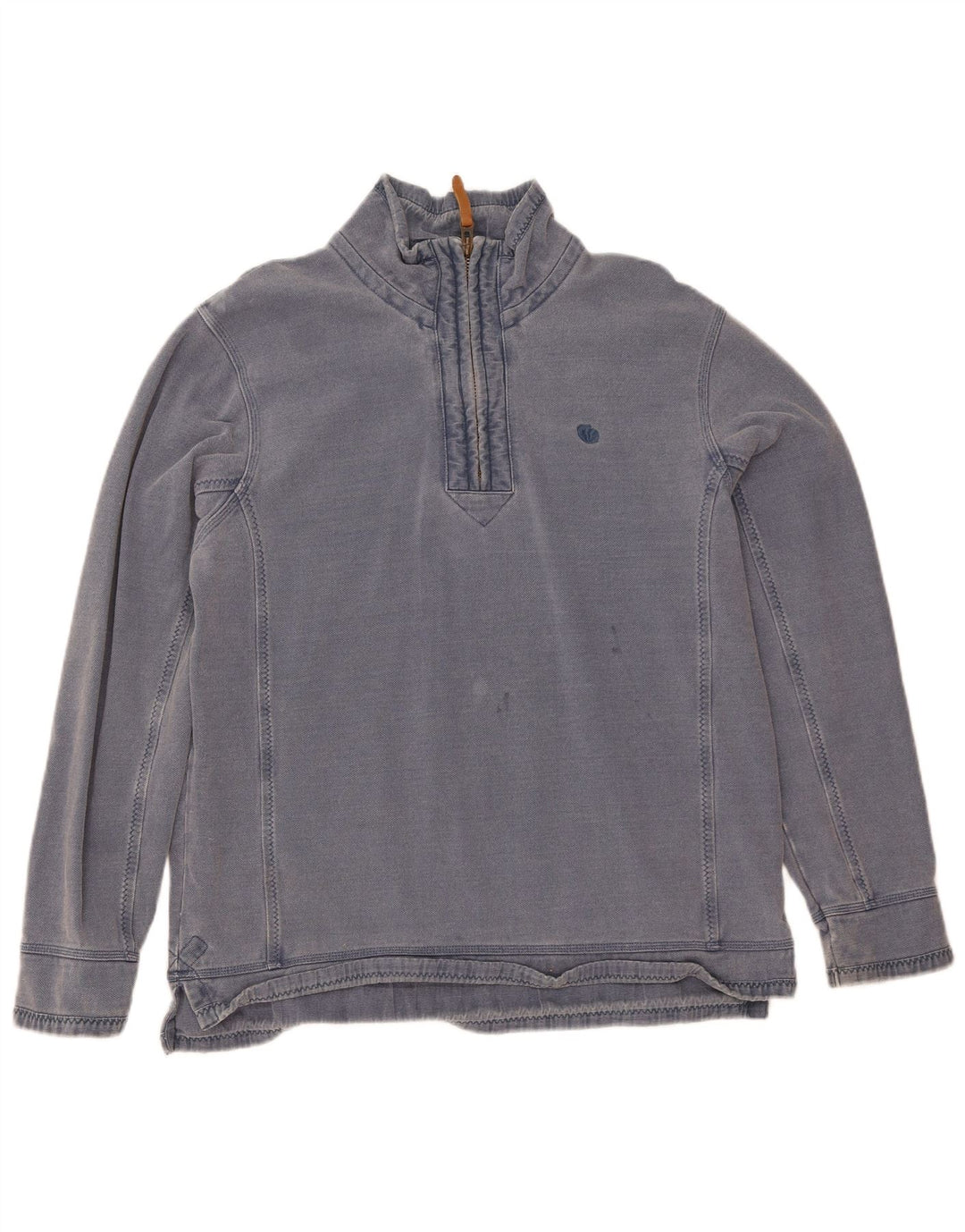 Fat Face Herren-Sweatshirt mit Reißverschluss am Hals, groß, aus blauer Baumwolle
