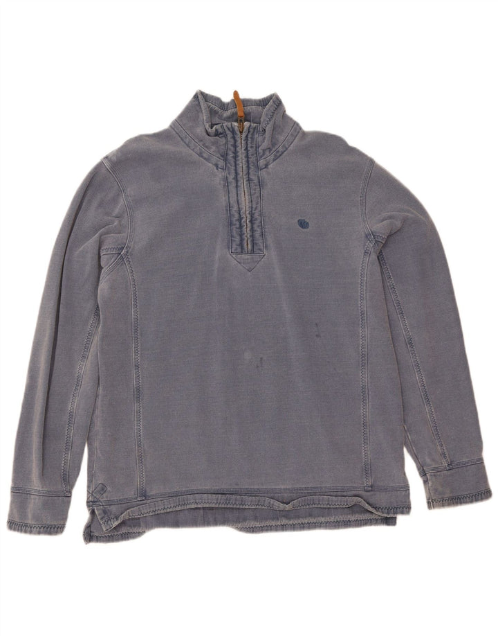 Fat Face Herren-Sweatshirt mit Reißverschluss am Hals, groß, aus blauer Baumwolle