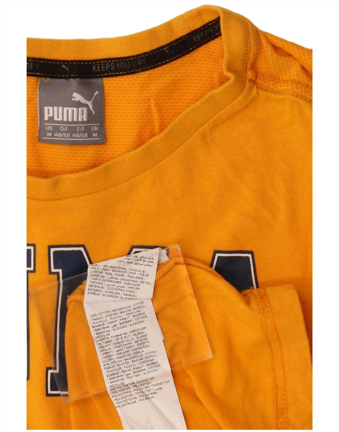 PUMA Herren Grafik-T-Shirt-Oberteil aus mittelgelber Baumwolle