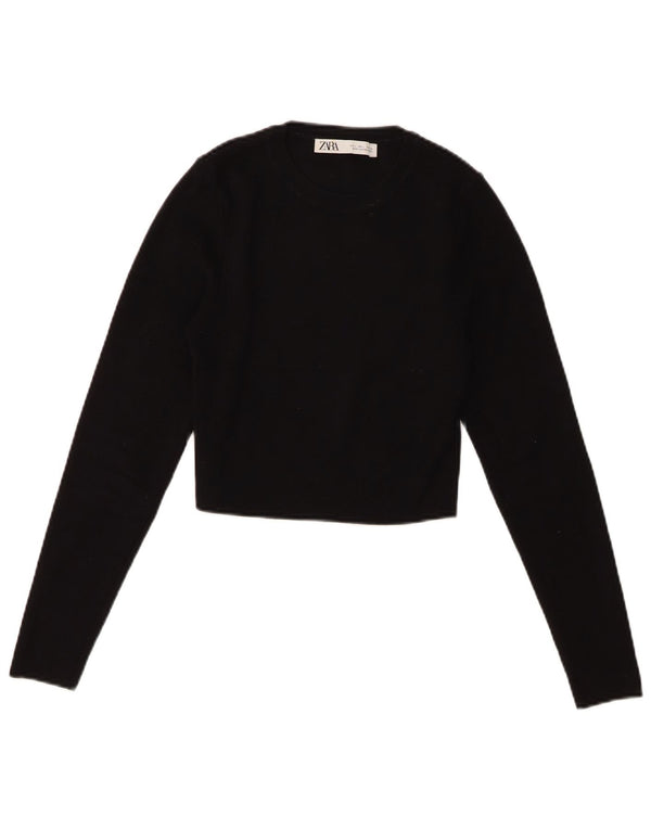 Zara Damen Crop Top UK 14 Große schwarze Viskose